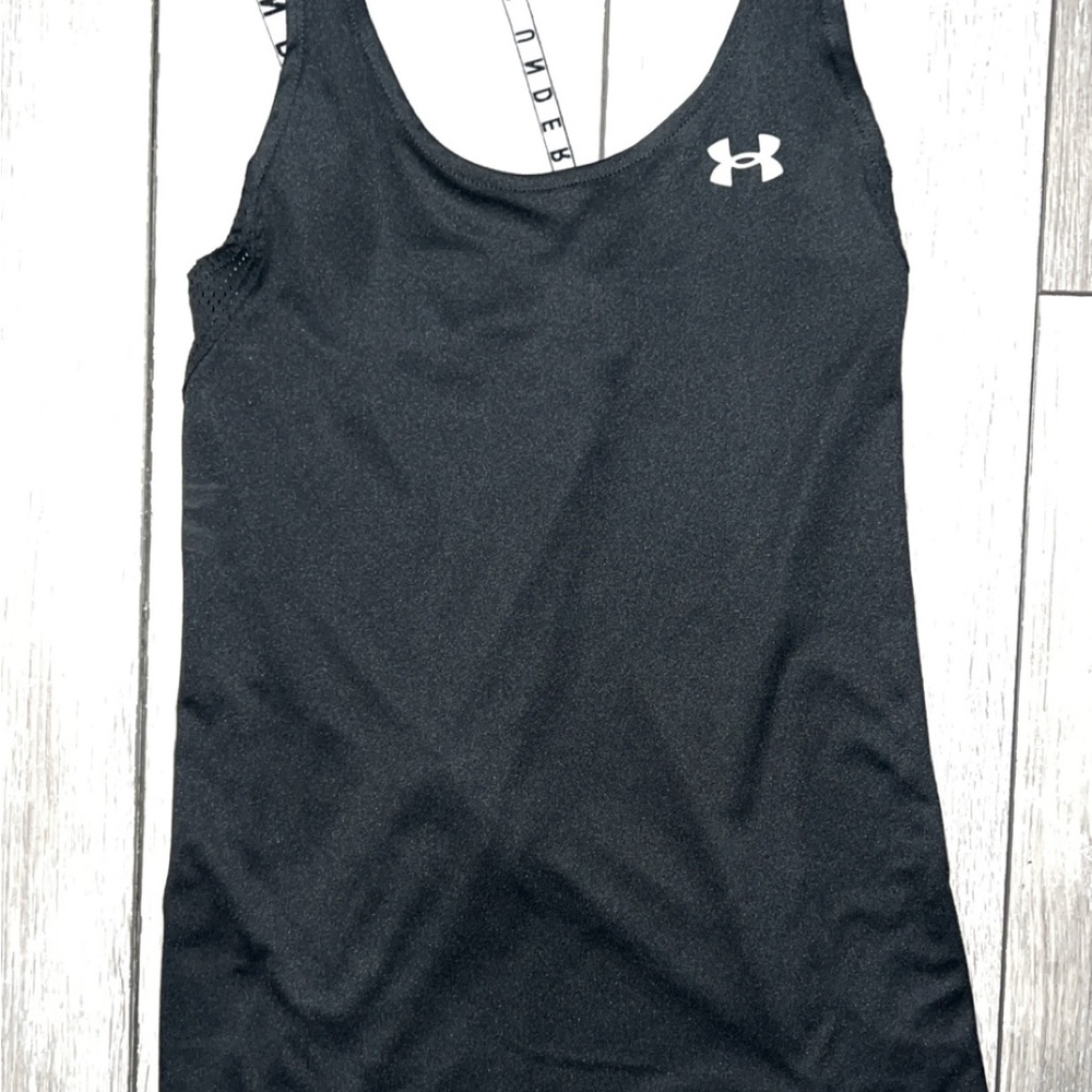 Under Armour Black Logo Strap Tank Top Medium